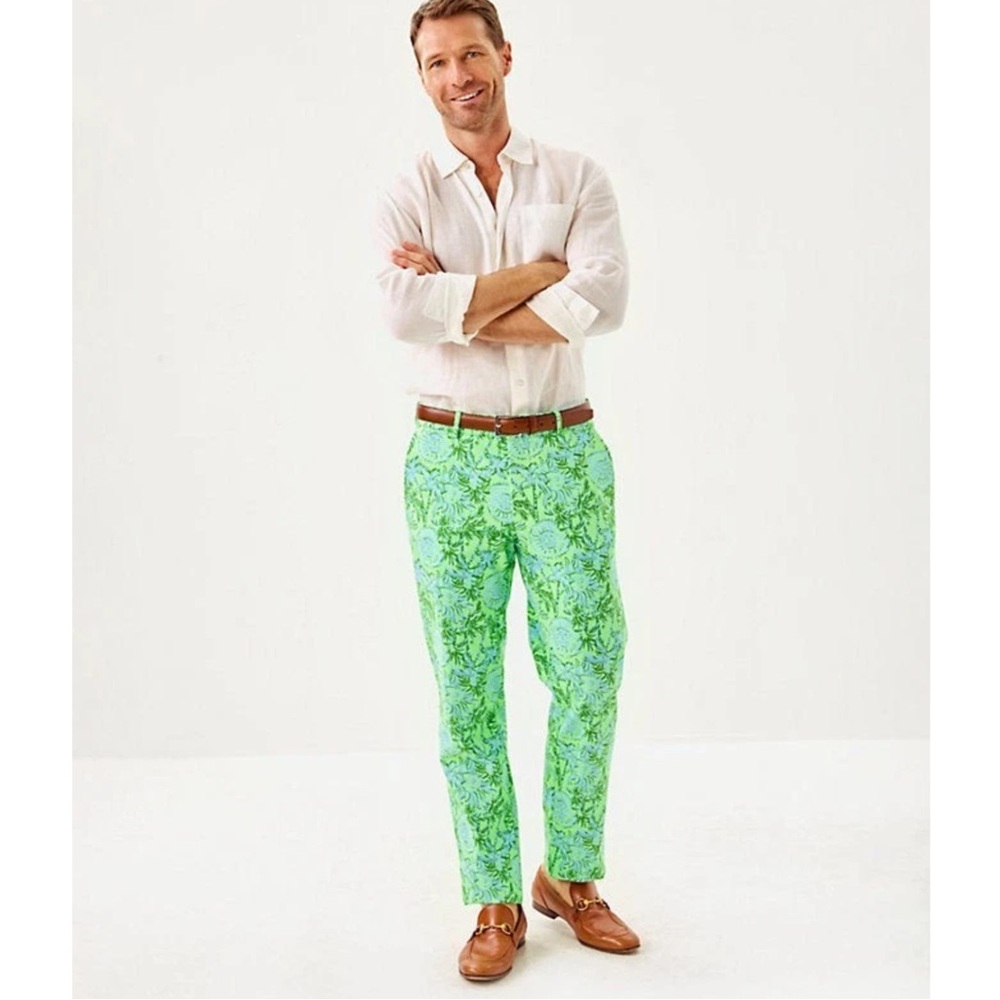 NWT MENS Lilly Pulitzer Mizner Stretch Pants Cool Mint Catchin Rays